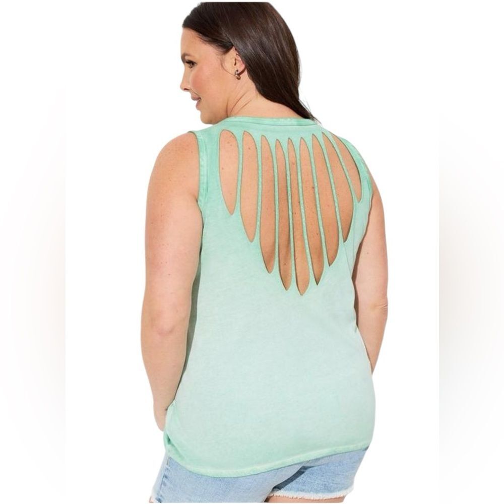 Torrid Vintage Cotton Jersey Crew Neck Slash Back Tank Womens Size Medium